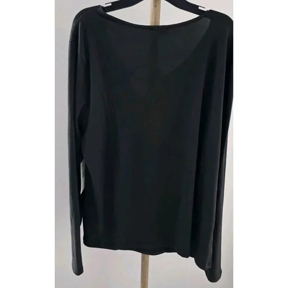 Free Kisses Black Long Sleeve Top Metal Accent Stretch Plus Size 2X - Picture 3 of 9